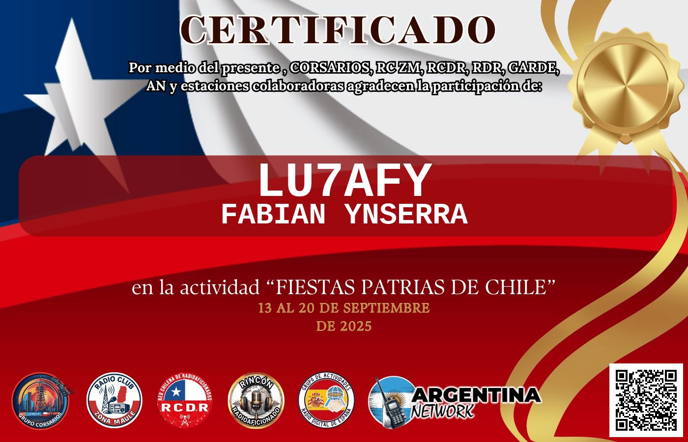 Certificado Actividad FIESTA DE LA CHILENIDAD
