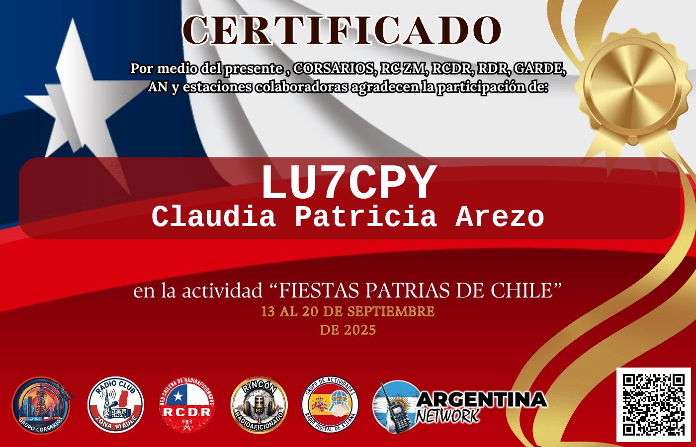 Certificado Actividad FIESTA DE LA CHILENIDAD