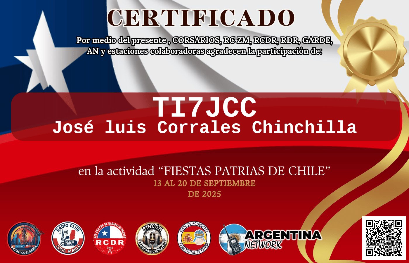Certificado Actividad FIESTA DE LA CHILENIDAD