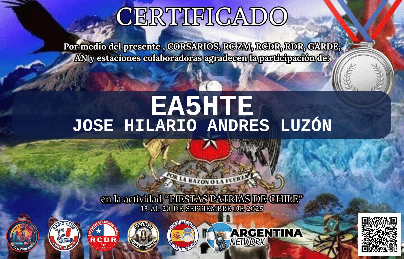 Certificado Actividad FIESTA DE LA CHILENIDAD