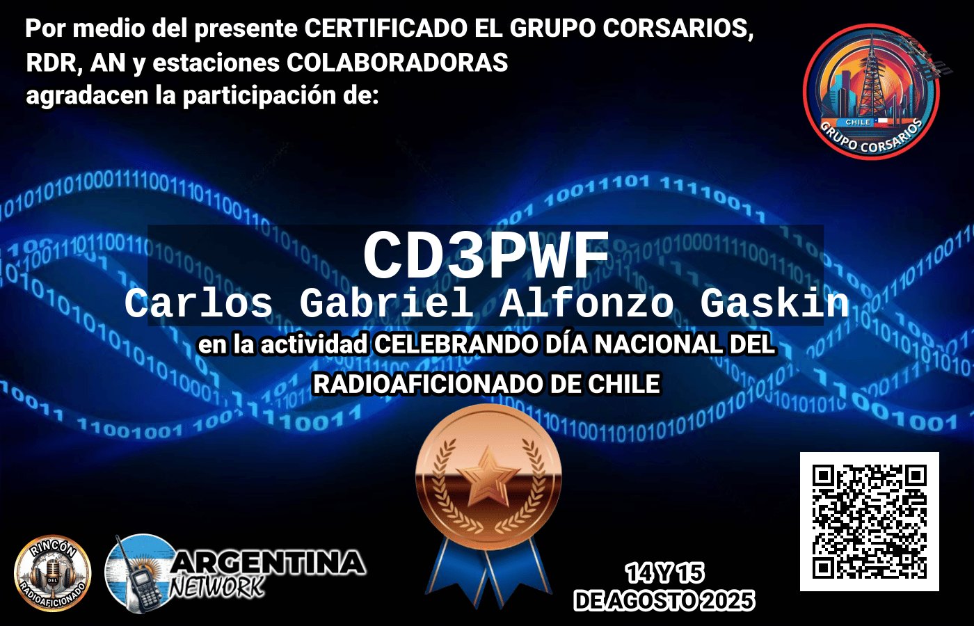 Certificado Actividad DÍA DEL RADIOAFICIONADO DE CHILE (Edición 2025)