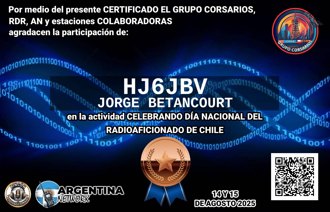 Certificado Actividad DÍA DEL RADIOAFICIONADO DE CHILE (Edición 2025)