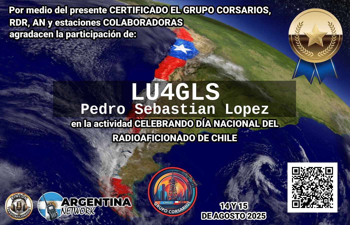 Certificado Actividad DÍA DEL RADIOAFICIONADO DE CHILE (Edición 2025)