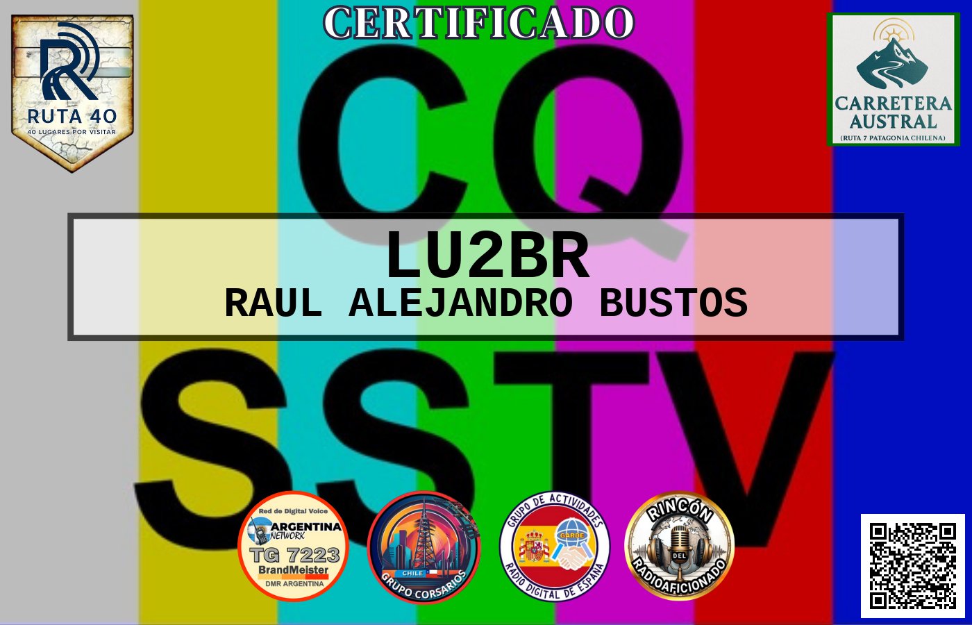Certificado CERTIFICADO ESPECIAL Slow ScanTV SSTV
