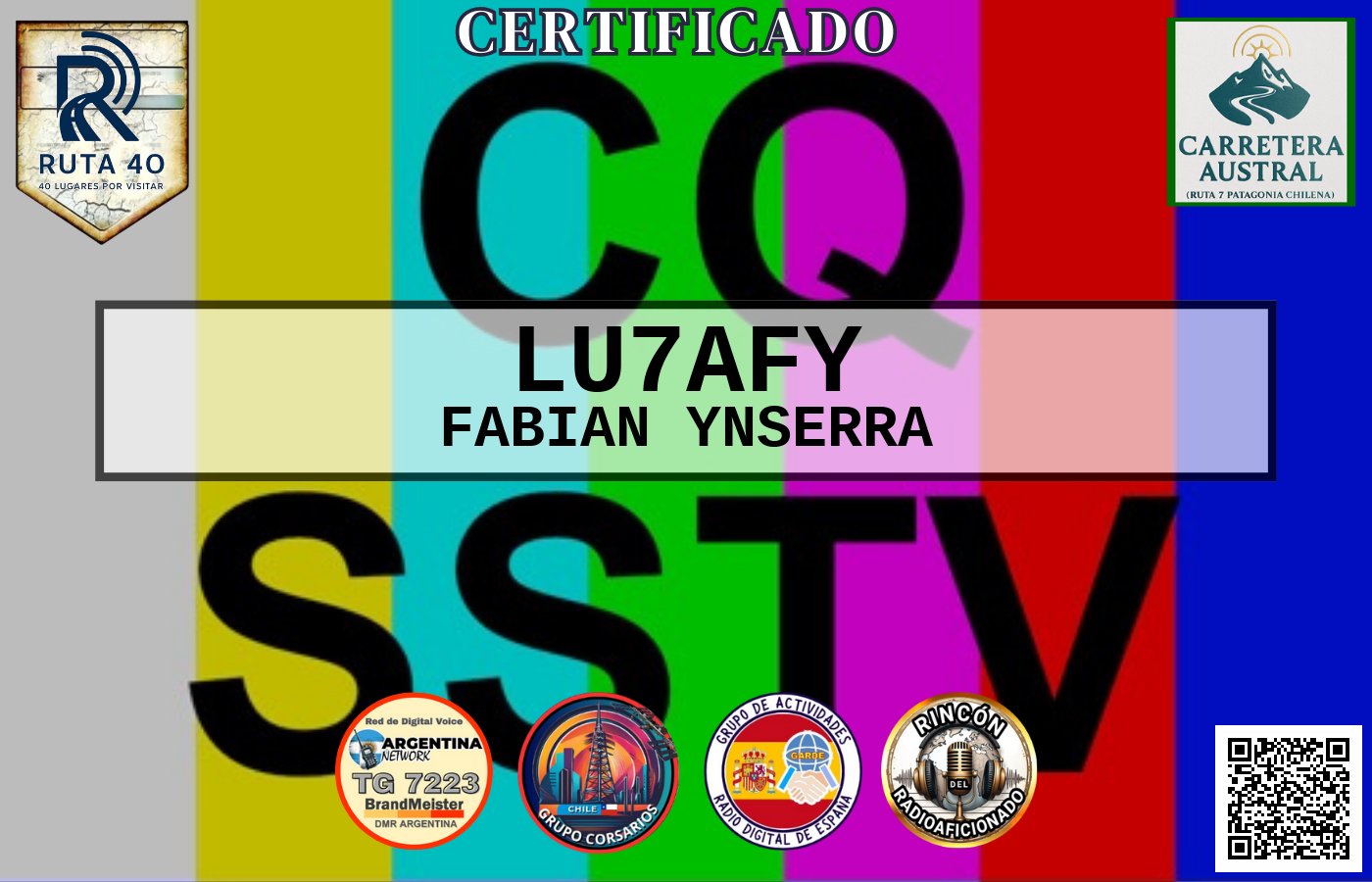 Certificado CERTIFICADO ESPECIAL Slow ScanTV SSTV