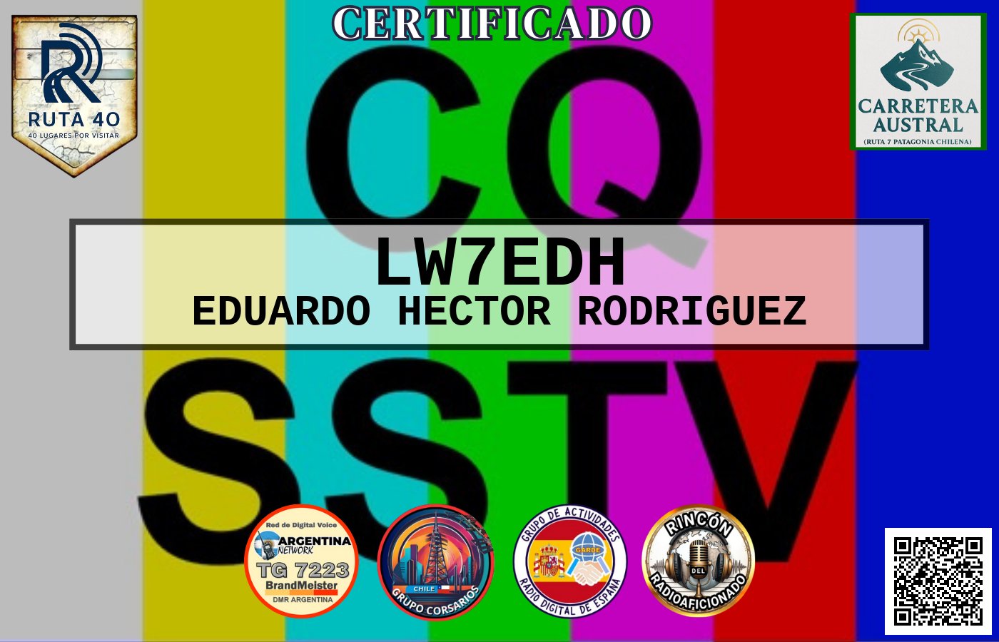 Certificado CERTIFICADO ESPECIAL Slow ScanTV SSTV