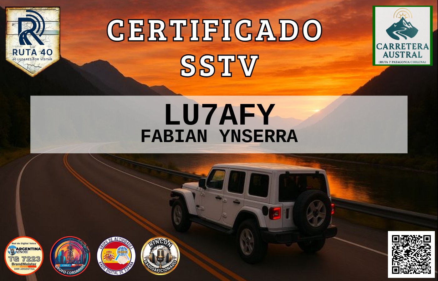 Certificado CERTIFICADO ESPECIAL Slow ScanTV SSTV