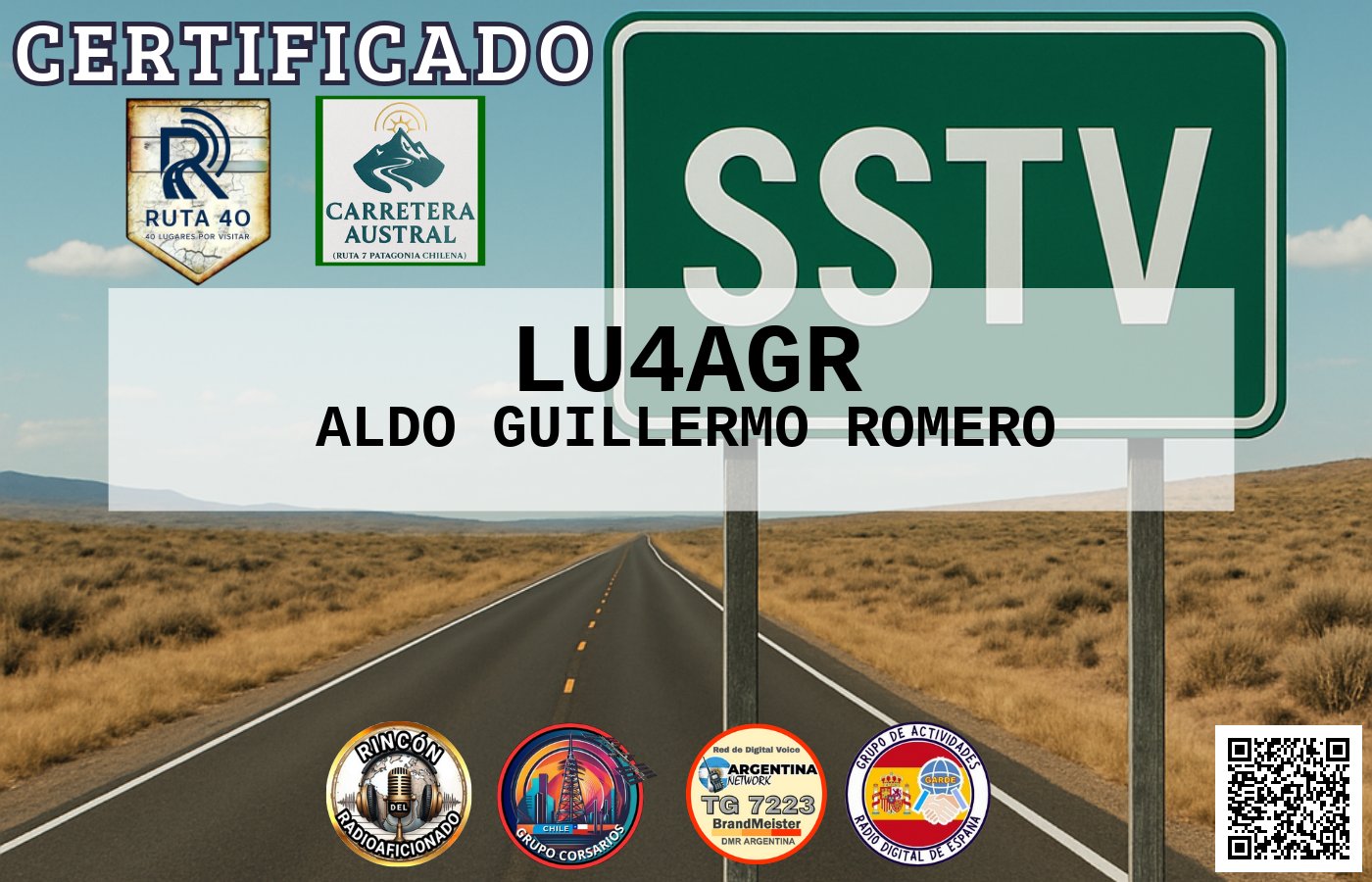 Certificado CERTIFICADO ESPECIAL Slow ScanTV SSTV