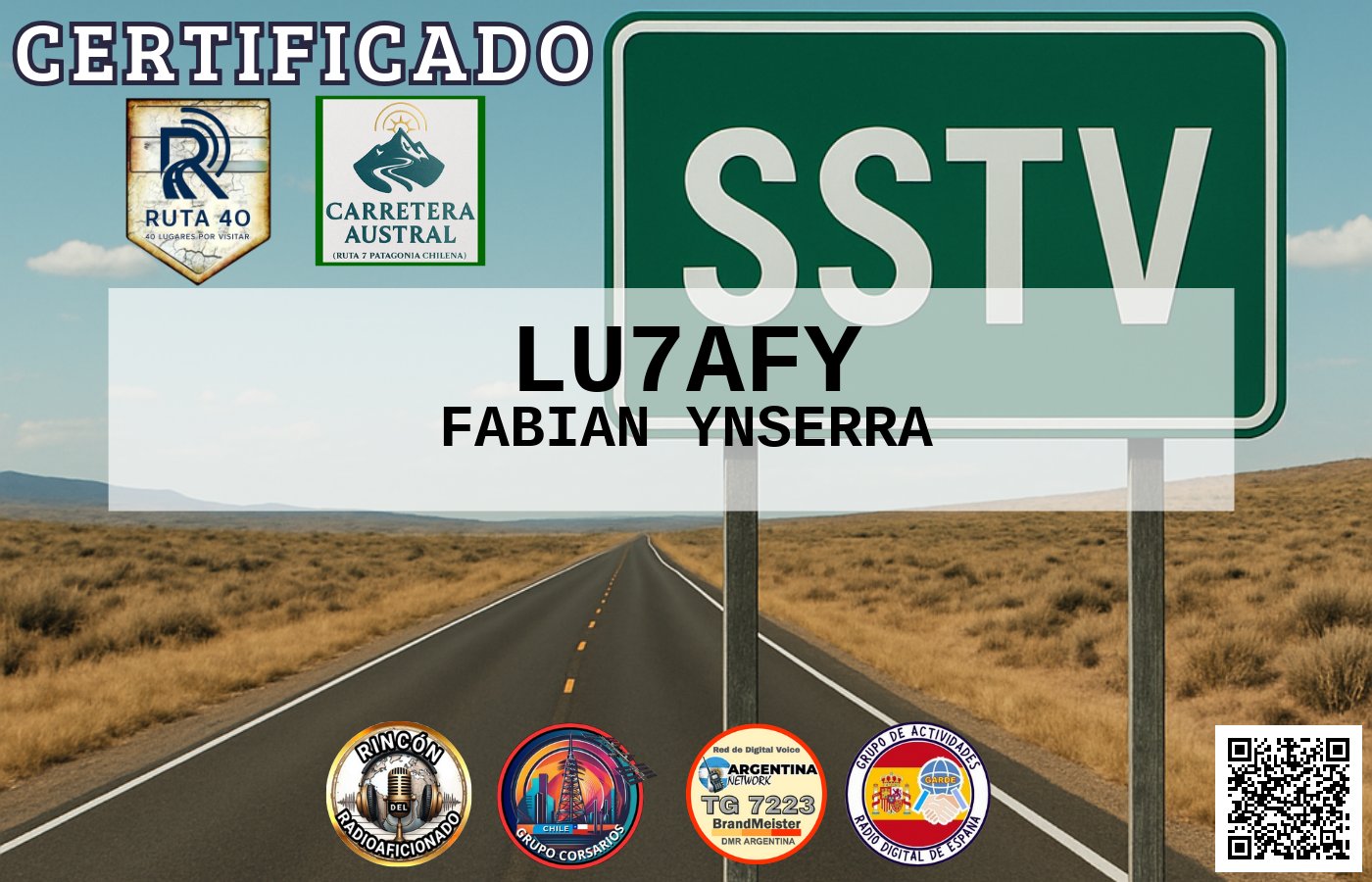 Certificado CERTIFICADO ESPECIAL Slow ScanTV SSTV