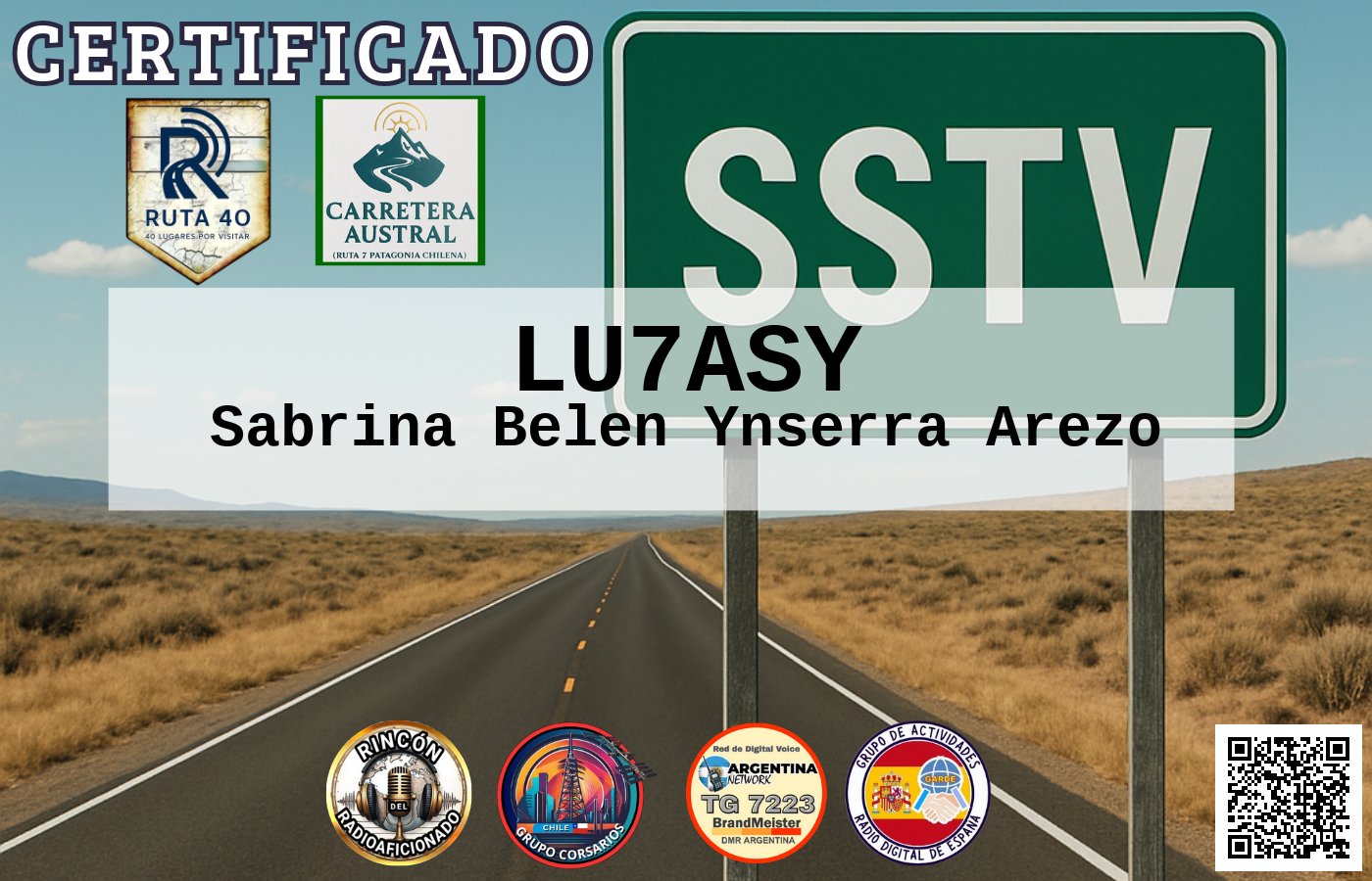 Certificado CERTIFICADO ESPECIAL Slow ScanTV SSTV