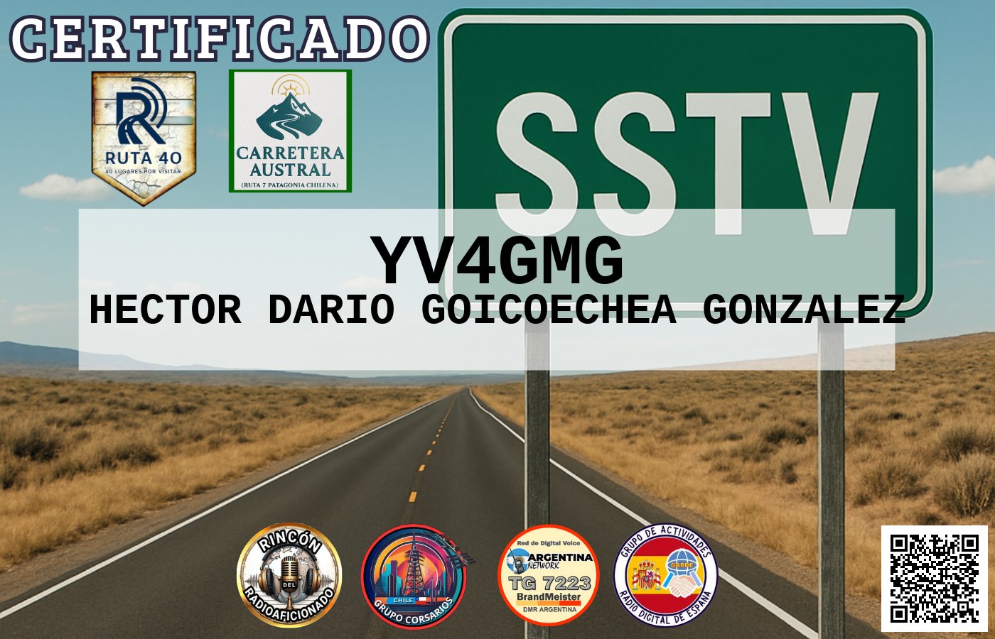 Certificado CERTIFICADO ESPECIAL Slow ScanTV SSTV