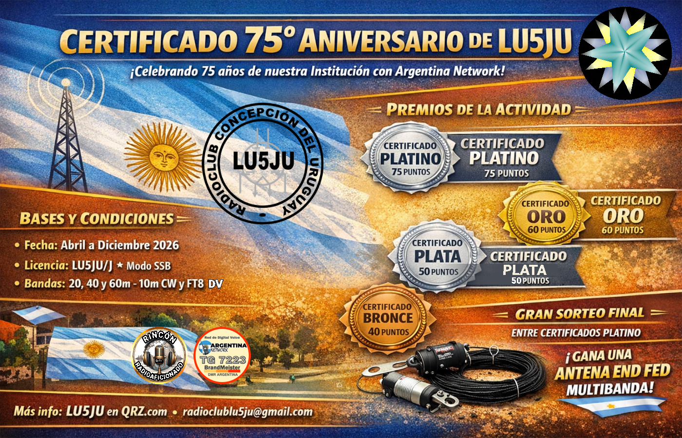 CERTIFICADO 75° ANIVERSARIO DE LU5JU