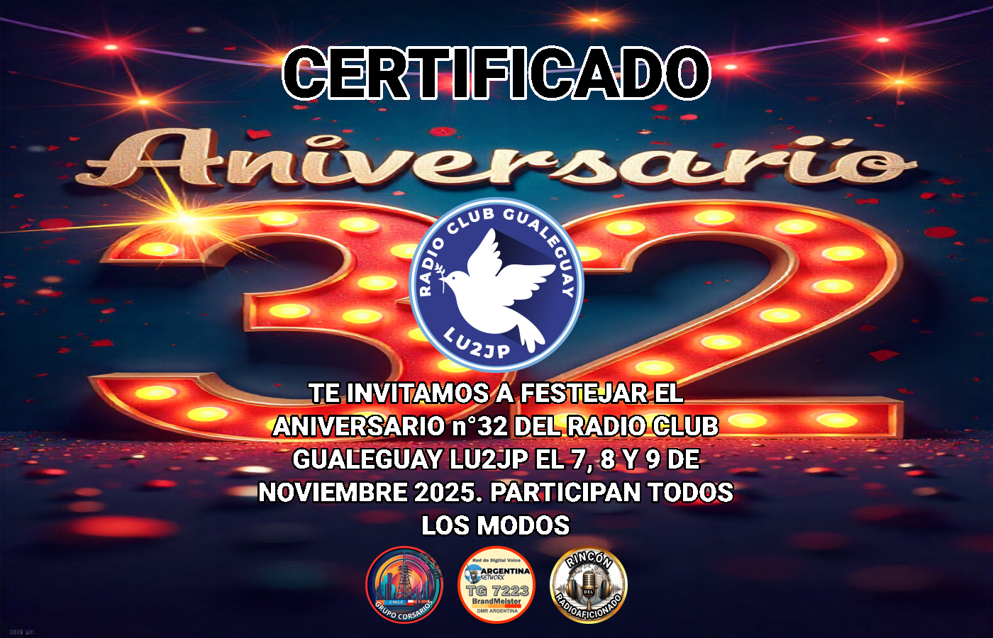 CERTIFICADO ANIVERSARIO n°32 RADIO CLUB GUALEGUAY LU2JP