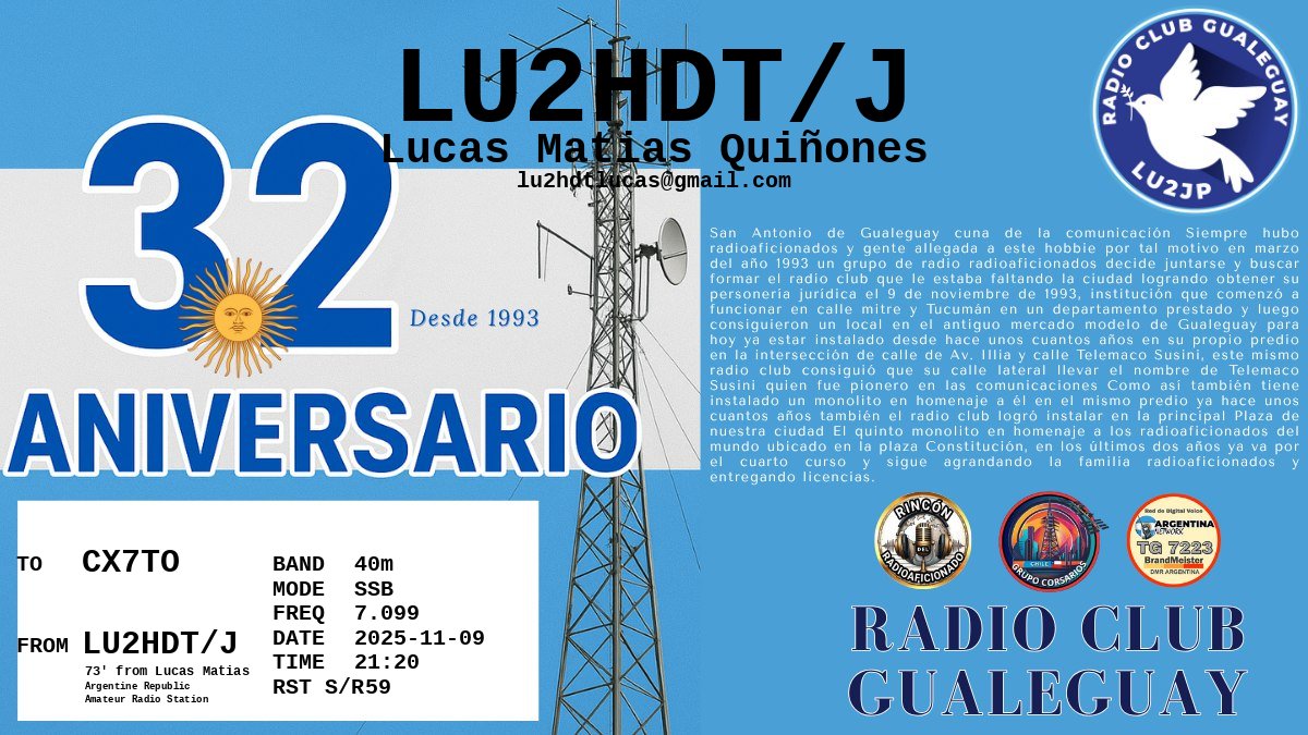 QSL CX7TO