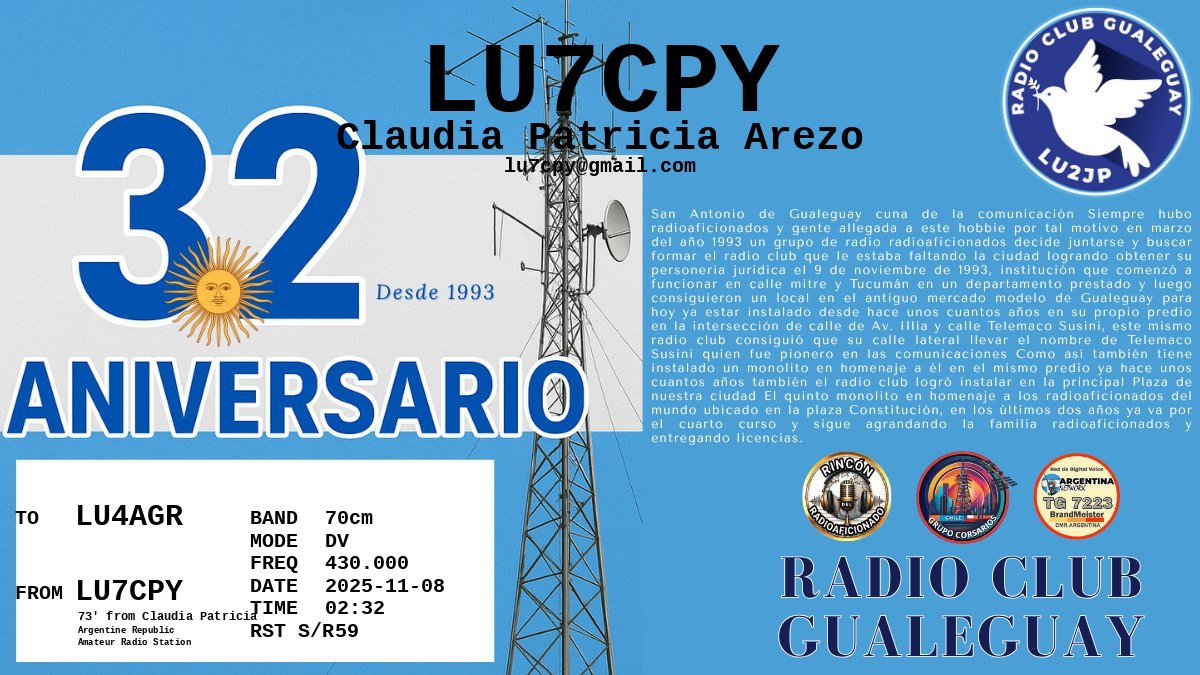 QSL LU4AGR